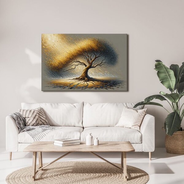 Quadro su tela – Albero della vita dorato nel vento