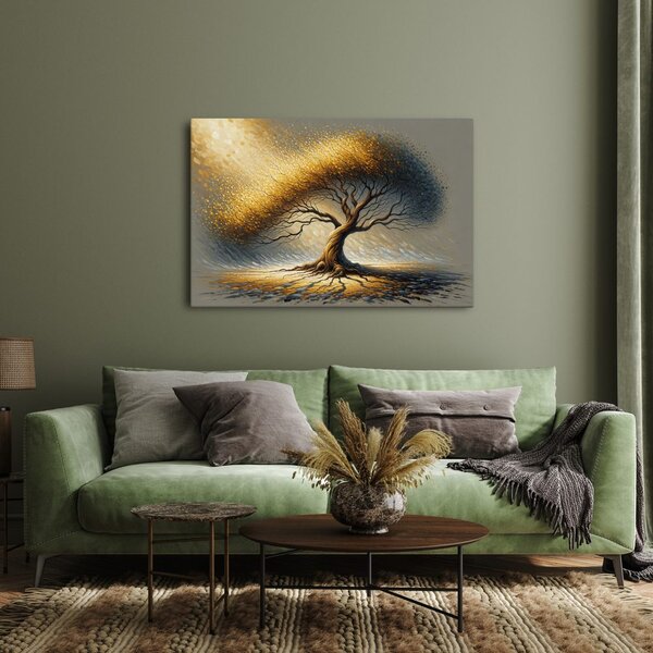 Quadro su tela – Albero della vita dorato nel vento