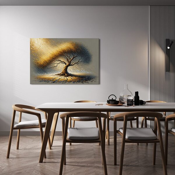 Quadro su tela – Albero della vita dorato nel vento