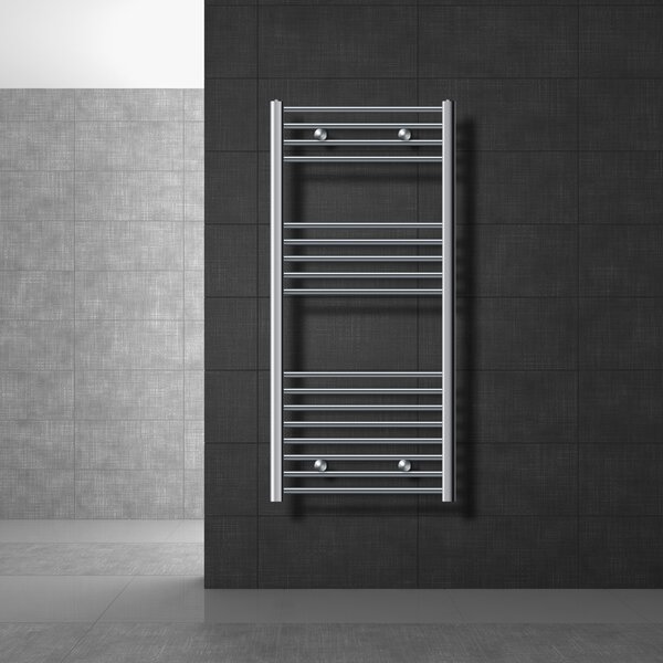 LuxeBath radiatore bagno 600 x 1200 mm - cromo - curvo con attacco laterale - radiatore scaldasalviette asciugamani, senza elemento riscaldante
