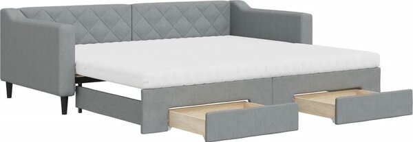 VidaXL Divano letto estraibile con cassetti Grigio chiaro 90x200 cm Tessuto
