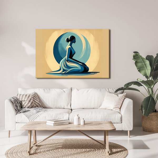 Quadro su tela – Donna meditativa in blu