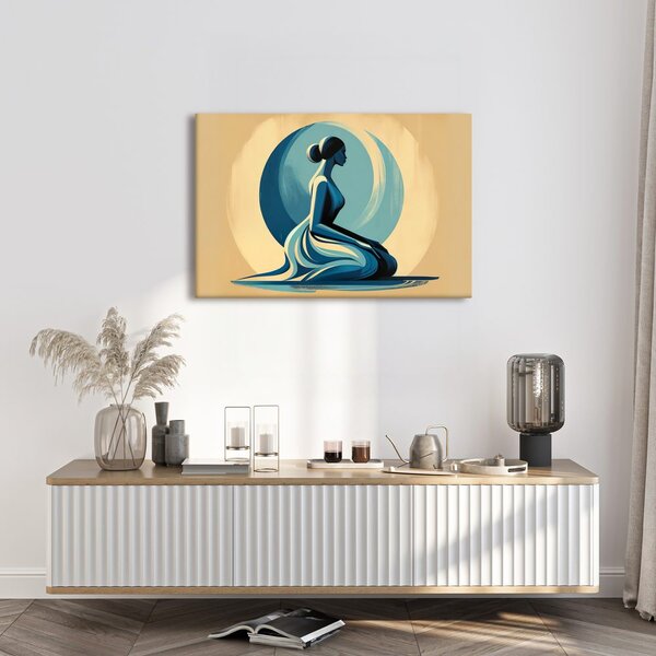 Quadro su tela – Donna meditativa in blu