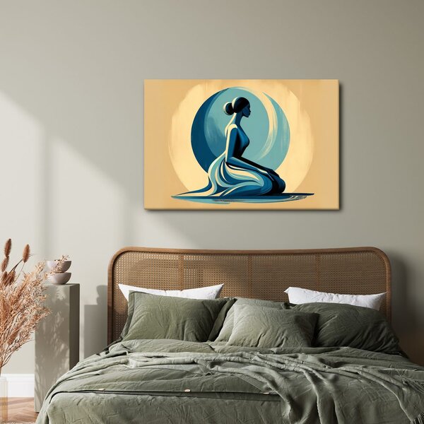 Quadro su tela – Donna meditativa in blu