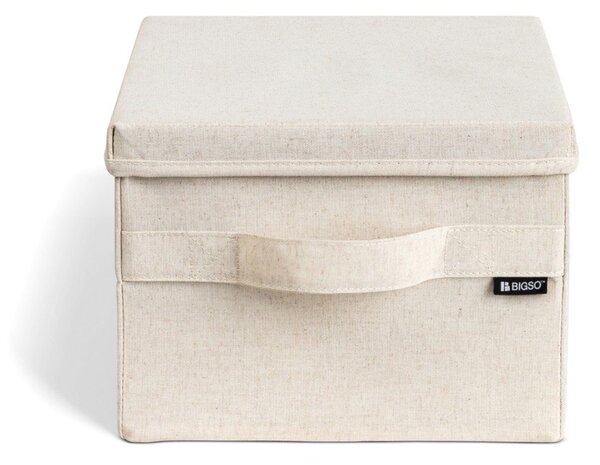Scatola con coperchio beige in tessuto 27x36x19 cm Soft Storage Small – Bigso