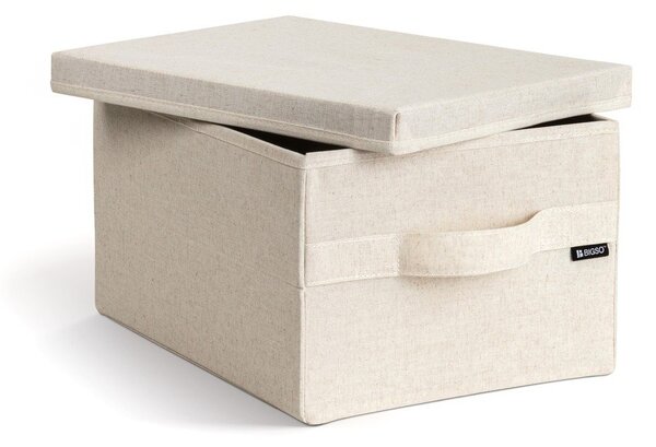Scatola con coperchio beige in tessuto 27x36x19 cm Soft Storage Small – Bigso