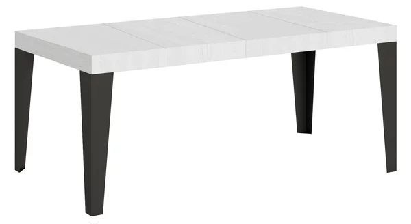 Tavolo Allungabile 90/246x90x77 cm Flame Premium Bianco Frassino