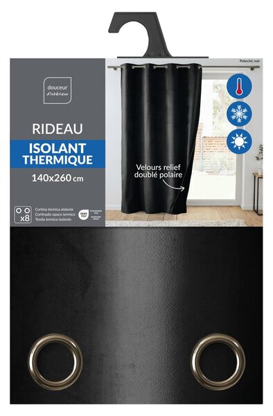 Tenda termoisolante nera in velluto 140x260 cm Polarchic – douceur d'intérieur