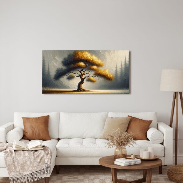 Quadro su tela – Albero della vita dorato sul campo