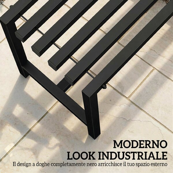 Outsunny Panchina Moderna Industriale da Esterno per Patio e Giardino, Senza Schienale, Nero | Aosom Italy