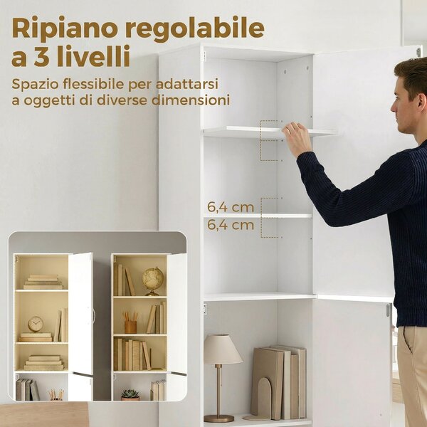 HOMCOM Libreria Alta 180 cm, moderna scaffalatura 5 ripiani regolabili per camera o studio. | Aosom Italy