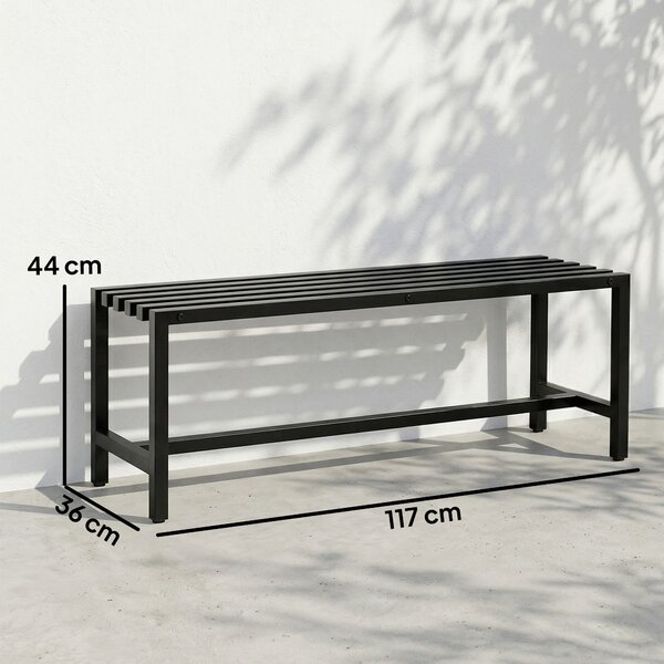 Outsunny Panchina Moderna Industriale da Esterno per Patio e Giardino, Senza Schienale, Nero | Aosom Italy