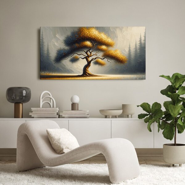 Quadro su tela – Albero della vita dorato sul campo