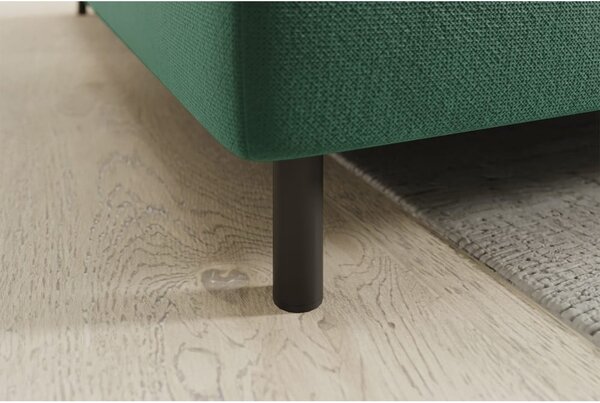 Divano angolare verde allungabile/con contenitore (con penisola a sinistra/a L) e rivestimento in velluto Barea – ELTAP