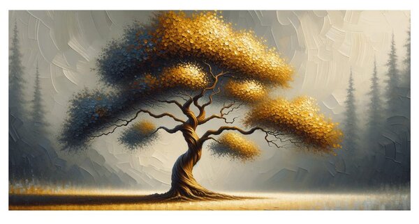 Quadro su tela – Albero della vita dorato sul campo