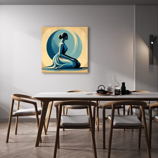 Quadro su tela – Sagoma serena davanti alla luna