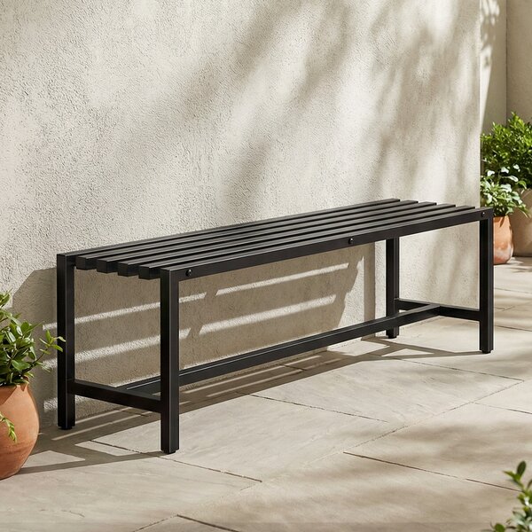Outsunny Panchina Moderna Industriale da Esterno per Patio e Giardino, Senza Schienale, Nero | Aosom Italy