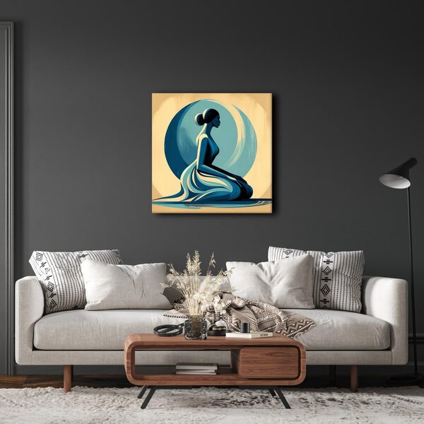 Quadro su tela – Sagoma serena davanti alla luna