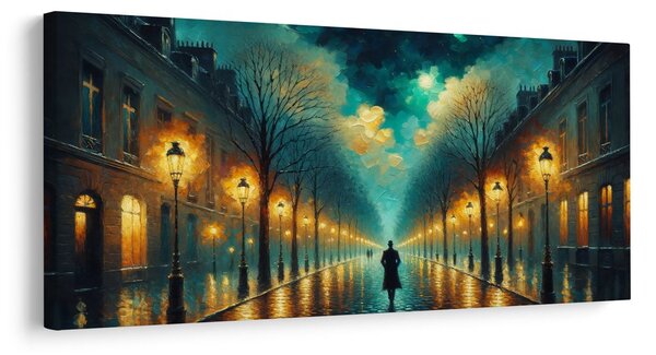 Quadro su tela – Strada romantica con lampioni