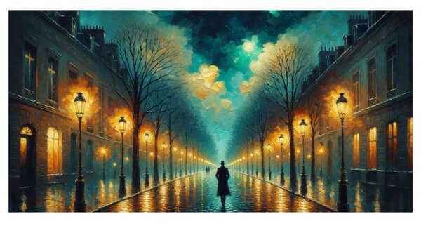 Quadro su tela – Strada romantica con lampioni
