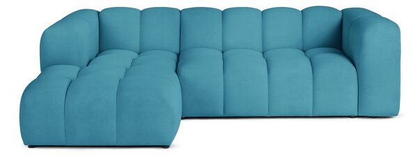 Divano angolare turchese (con penisola a sinistra/con chaise lounge) con rivestimento in velluto Cube – Bonami Selection