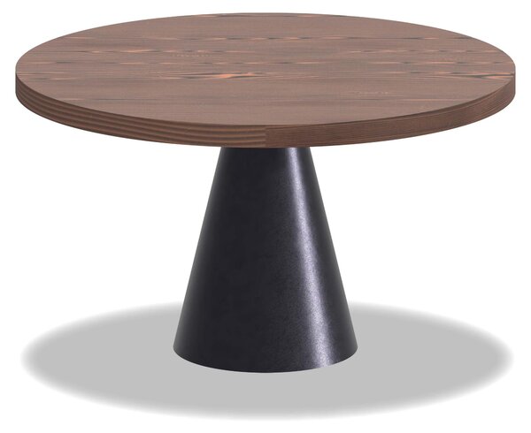 Artù Black - Tavolo da pranzo rotondo ⌀ 120 cm in legno laminato con base a cono in metallo, top legno scuro