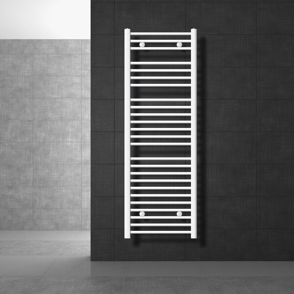 LuxeBath radiatore bagno Sahara, 500x1500 mm, bianco, curvo con attacco laterale, senza elemento riscaldante