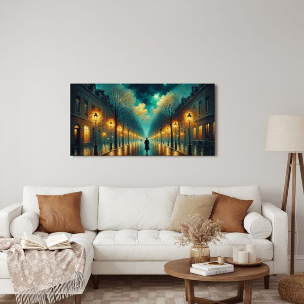 Quadro su tela – Strada romantica con lampioni