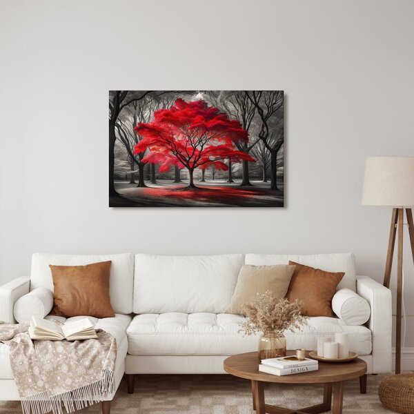 Quadro su tela – Albero della vita rosso nel bosco