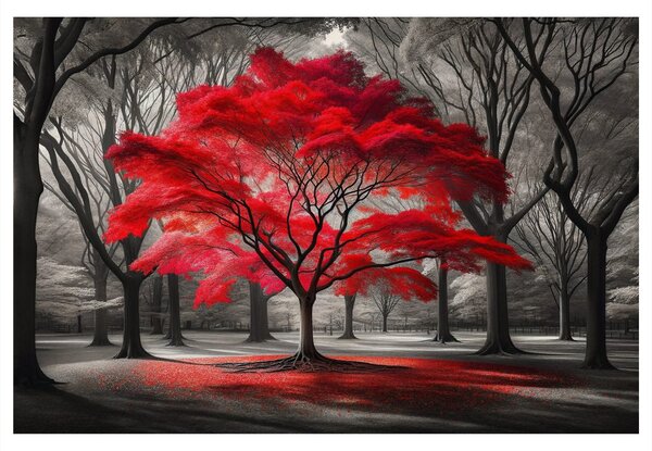 Quadro su tela – Albero della vita rosso nel bosco