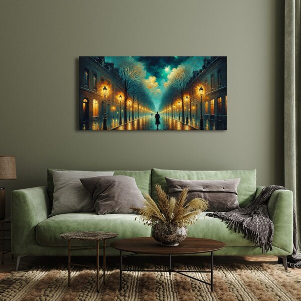 Quadro su tela – Strada romantica con lampioni