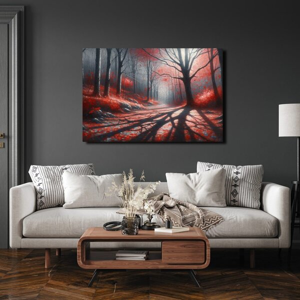 Quadro su tela – Sentiero nel bosco rosso