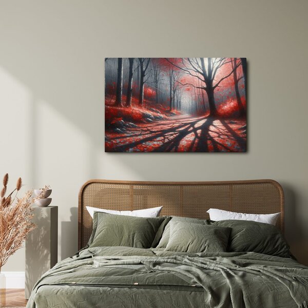 Quadro su tela – Sentiero nel bosco rosso