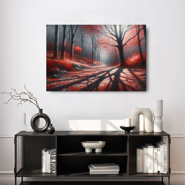 Quadro su tela – Sentiero nel bosco rosso