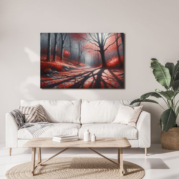 Quadro su tela – Sentiero nel bosco rosso