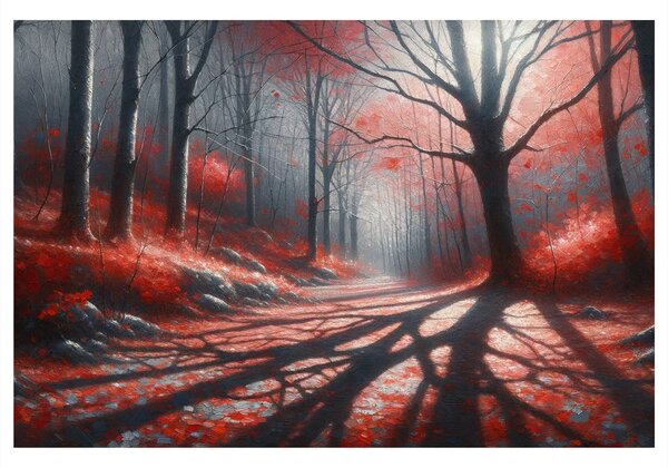 Quadro su tela – Sentiero nel bosco rosso