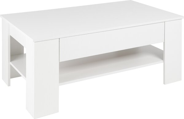 Tavolino ML-Design con cassetto e ripiano, 110x65x48 cm, bianco