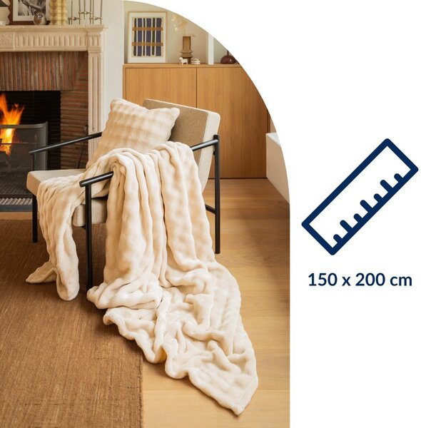 Coperta avorio in micropile 150x200 cm Wave – Tiseco Home Studio