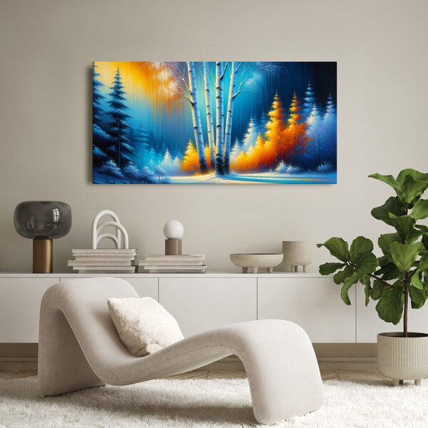 Quadro su tela – Betulle nella foresta invernale