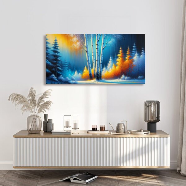 Quadro su tela – Betulle nella foresta invernale