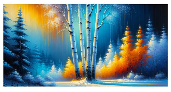 Quadro su tela – Betulle nella foresta invernale