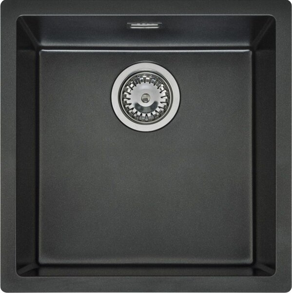 Lavello Reginox, lavello quadrato in granito Texel 40 Black Silvery 40x40 cm R34040