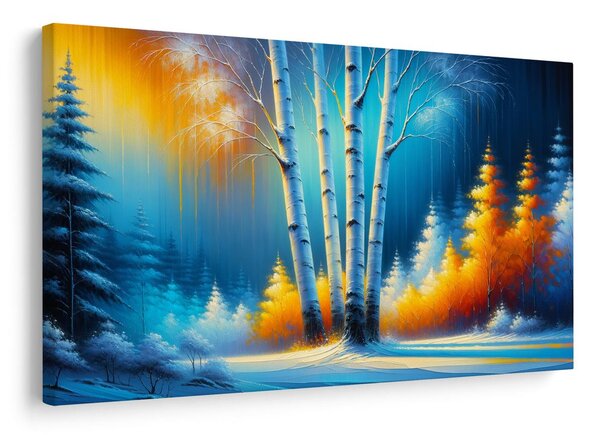 Quadro su tela – Paesaggio invernale con alberi colorati