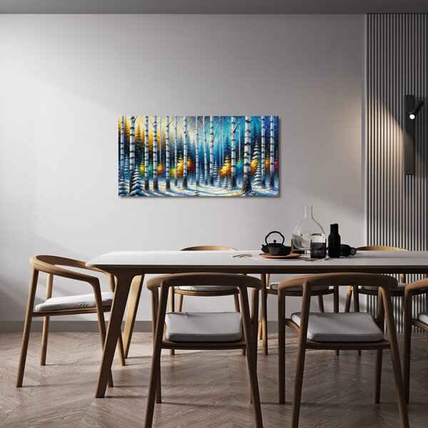 Quadro su tela – Boschetto di betulle all'alba