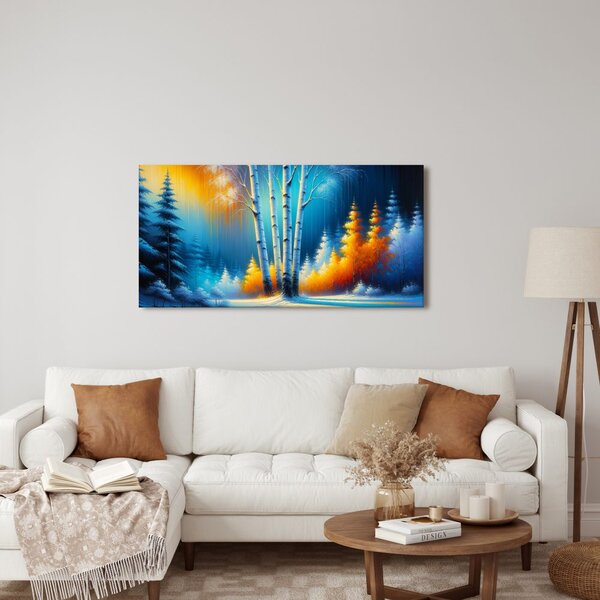 Quadro su tela – Betulle nella foresta invernale
