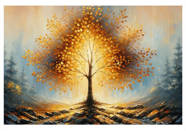 Quadro su tela – Albero della vita nel bosco autunnale