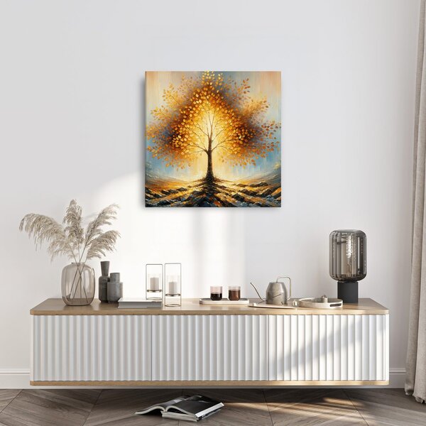 Quadro su tela – Albero della vita splendente nella nebbia
