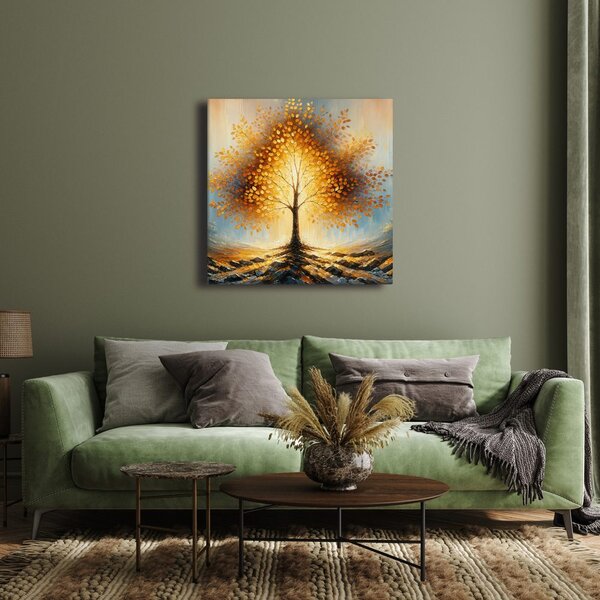 Quadro su tela – Albero della vita splendente nella nebbia