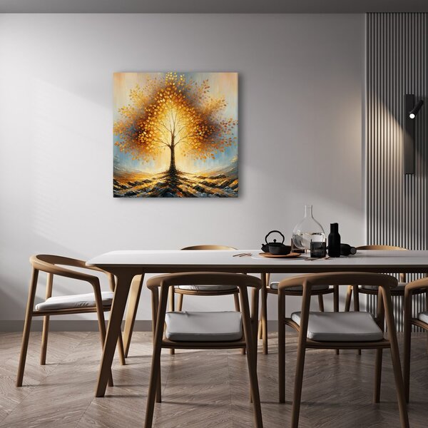 Quadro su tela – Albero della vita splendente nella nebbia