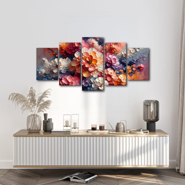 Quadri 5 pezzi – Esplosione di colori floreali